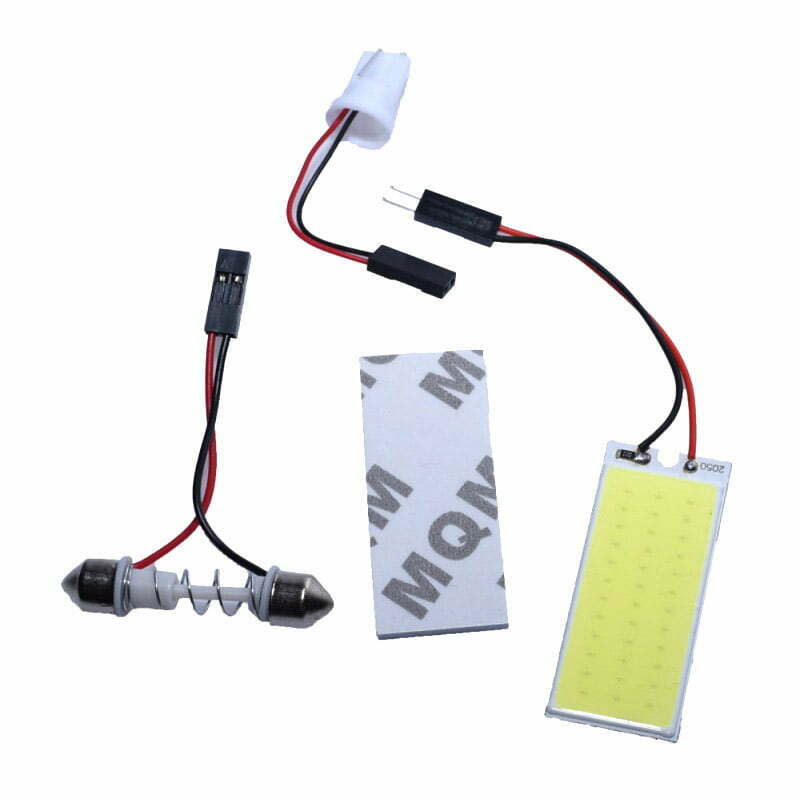 Panou LED COB 24 segmente pentru plafon auto 4W 12V, kit complet cu adaptoare T10, Festoon si banda adeziva 3M