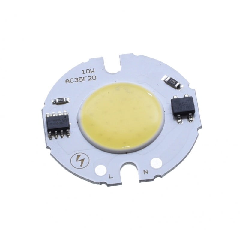 Modul COB LED 4W 220V, 35mm, 500 lm, lumina alba rece 6500K, alimentare directa retea, suport aluminiu