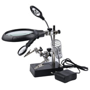 Lupa de lucru cu LED, clesti reglabili si suport letcon, 3 lentile de marire, alimentator inclus