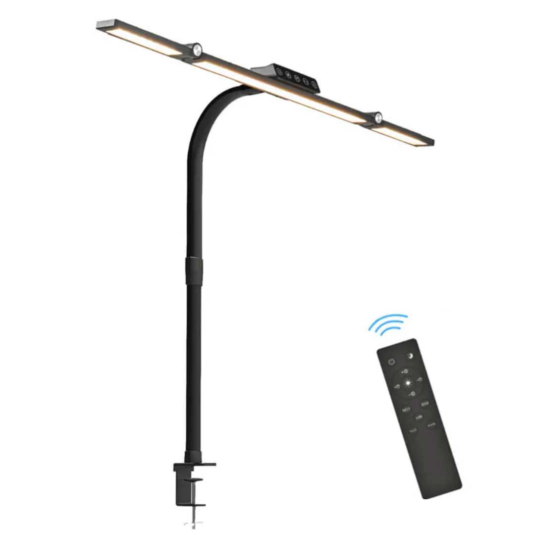 Lampa LED birou 24W cu dublu brat pliabil, clema de fixare si telecomanda wireless inclusa