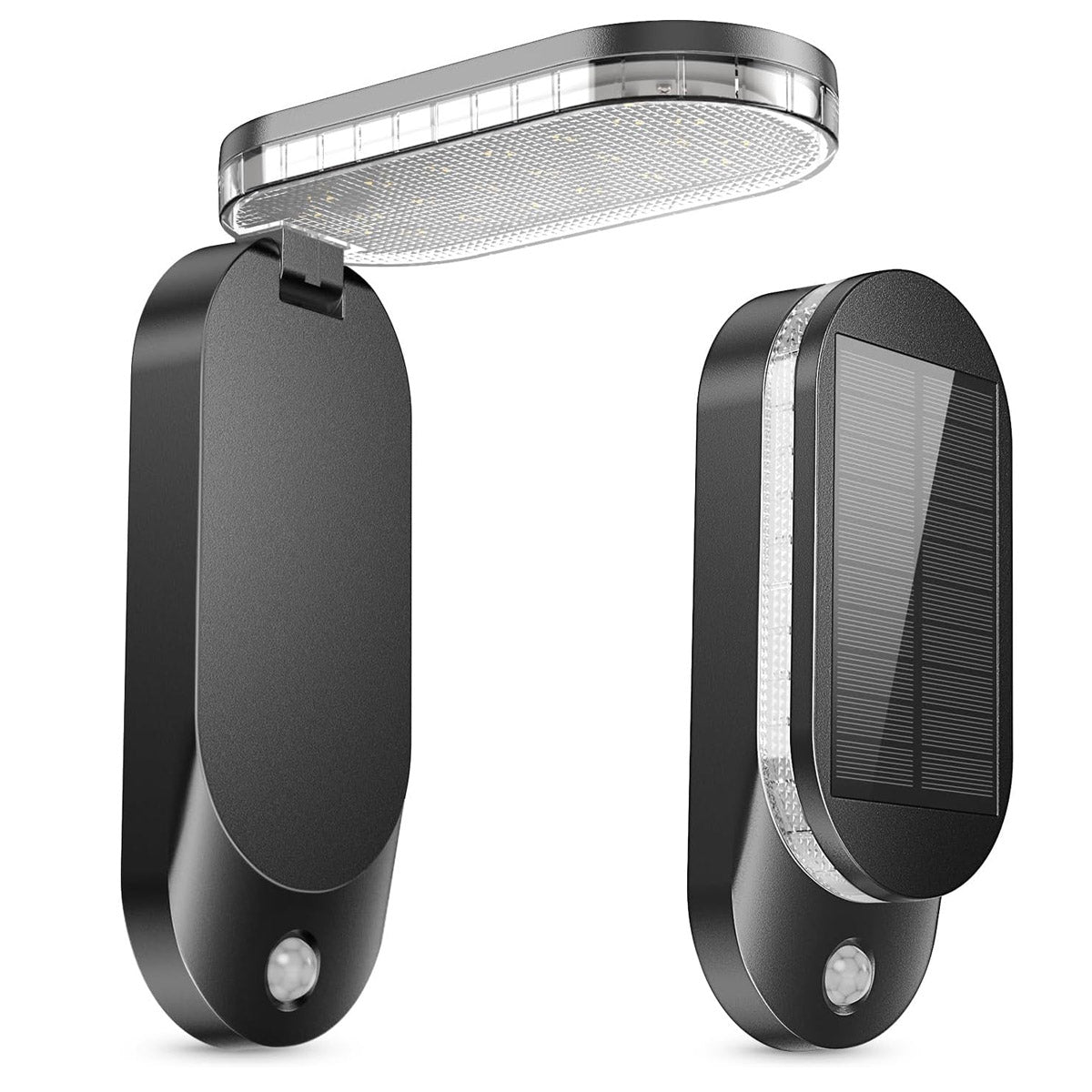 Lampa LED solara pliabila cu senzor de miscare pentru exterior, 600 lumeni, unghi reglabil 0-90 grade, negru