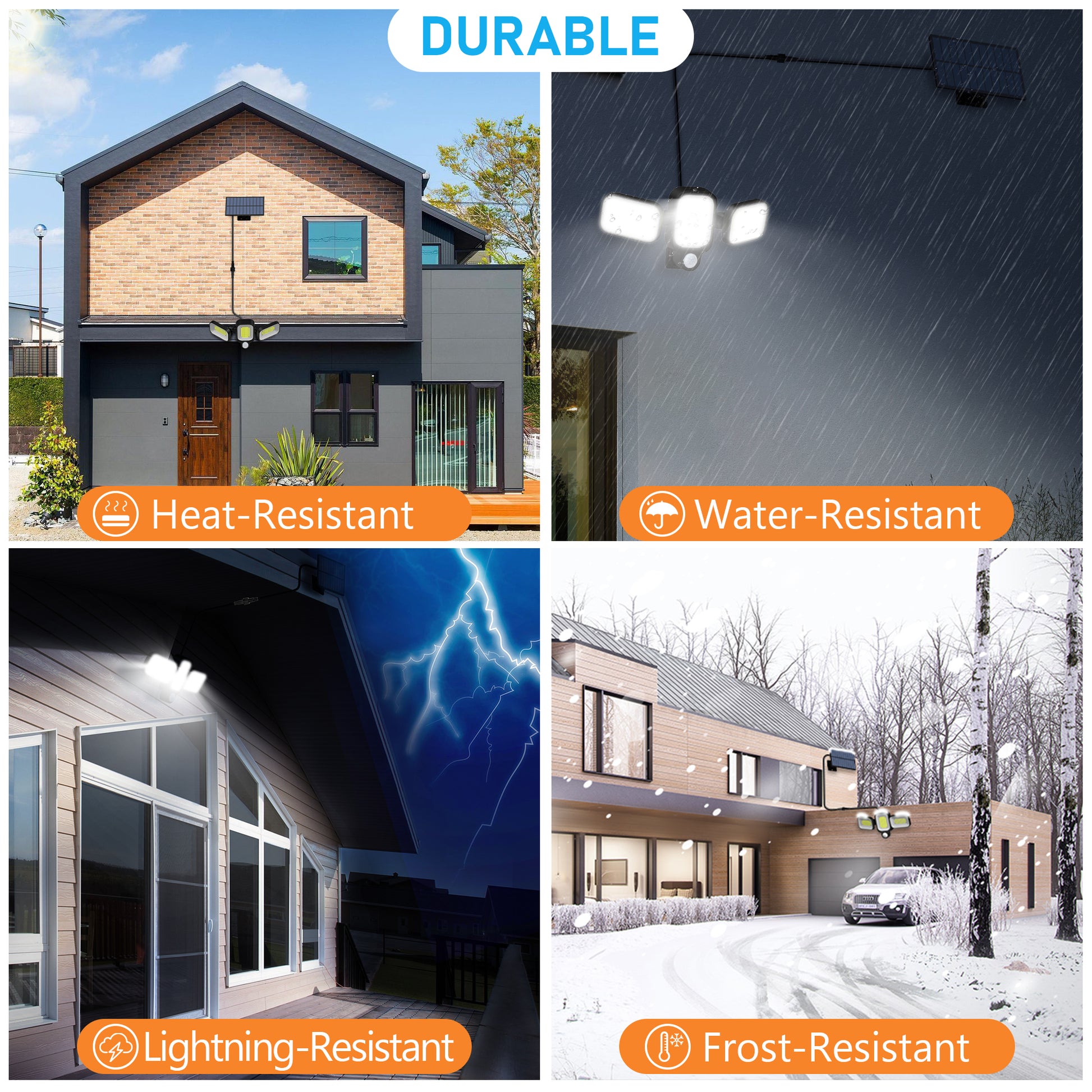 Lampa solara LED pentru exterior rezistenta la caldura, ploaie, fulgere si inghet, IP65, durabilitate sporita