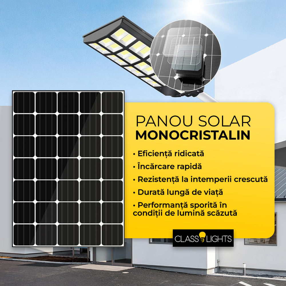 Panou solar monocristalin pentru lampa stradala, eficienta ridicata si rezistenta la intemperii