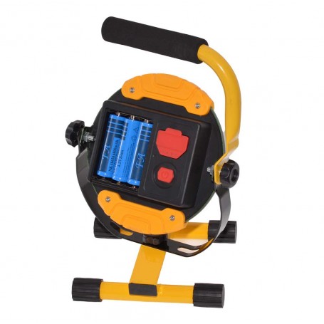 Proiector de lucru portabil 30W - compartiment acumulatori 18650 si buton impermeabil, vedere spate