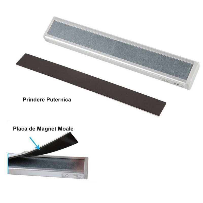 Lampa LED pentru mobila cu sistem de prindere magnetica si banda adeziva inclusa