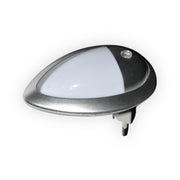 Lampa de veghe LED cu senzor crepuscular, 0.4W, IP20, montaj priza 220V, forma picatura, rama argintie