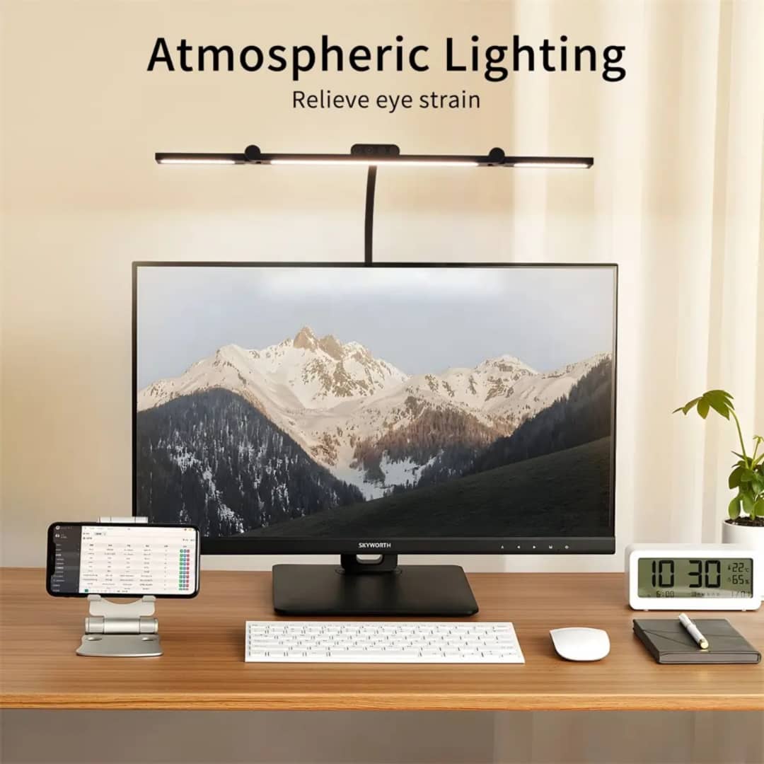 Lampa LED birou montata deasupra monitorului, iluminare uniforma pentru setup de lucru