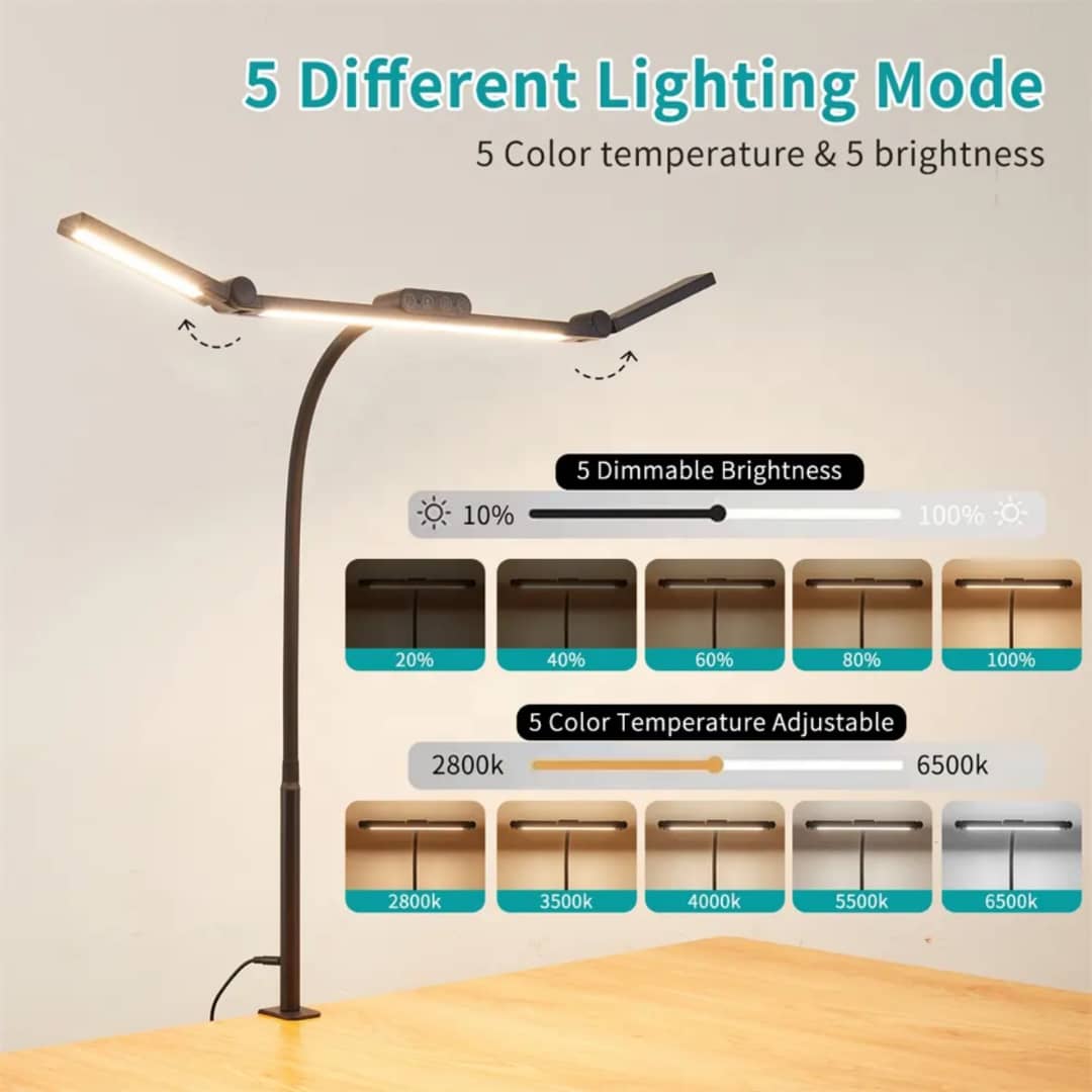 Lampa LED birou 2800K-6500K, 5 trepte luminozitate si 5 temperaturi de culoare reglabile