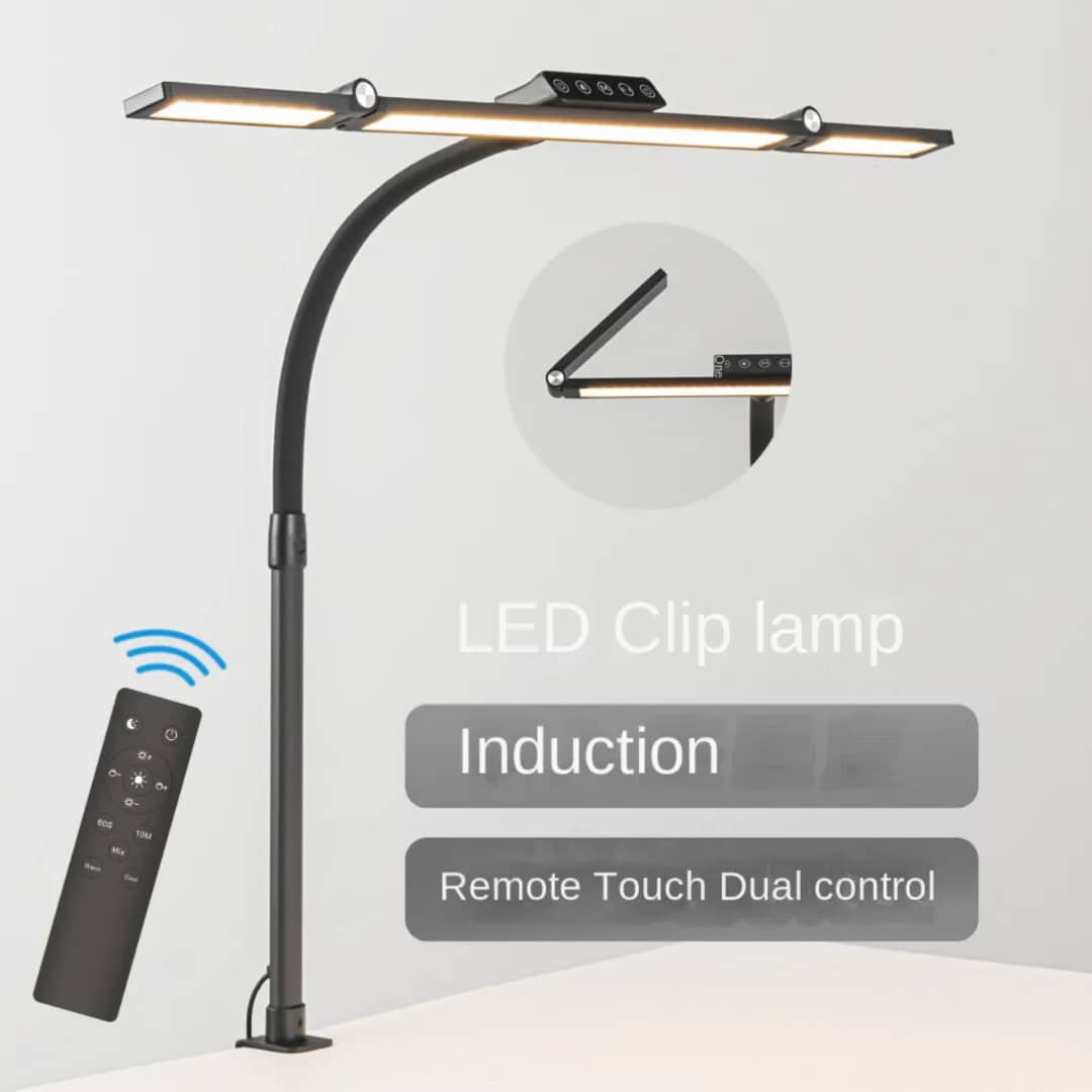 Lampa LED birou cu clema, control touch si telecomanda wireless cu inductie