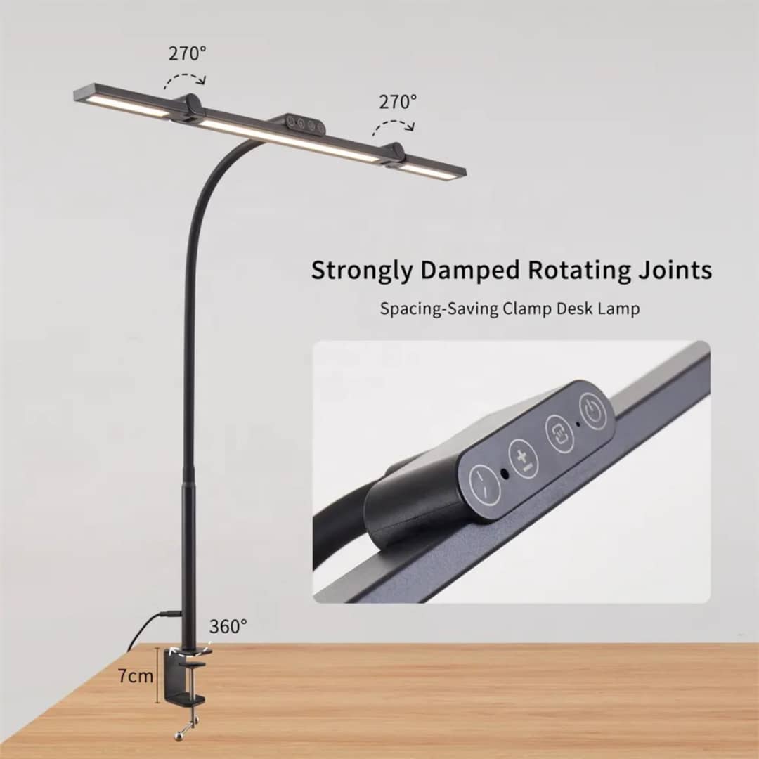 Lampa LED birou cu articulatii rotative 270 grade si clema de prindere 360 grade