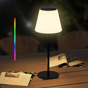 Lampa de masa solara RGBW fara fir, RGB multicolor, IP65, incarcare USB-C, pentru exterior si interior