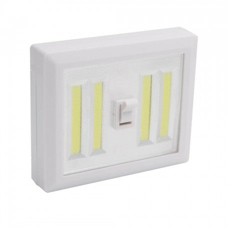 Lampa LED COB 12W cu magnet, 4 bare COB, buton ON/OFF, alba, portabila, rezistenta la stropire IPX4