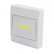 Lampa LED COB 3W cu magnet, design intrerupator de perete, functionare pe baterii AAA, carcasa alba compacta