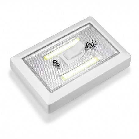 Lampa LED COB 6W cu intrerupator, design compact tip intrerupator de perete, carcasa alba din ABS