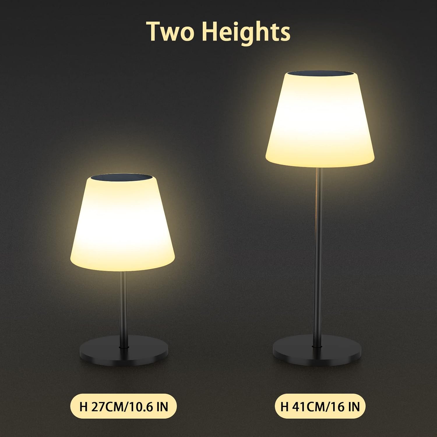 Lampa de masa solara disponibila in doua inaltimi: 27 cm si 41 cm