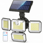 Lampa solara 333 LED-uri 3000 lumeni, 4 capete orientabile, senzor miscare PIR si telecomanda inclusa