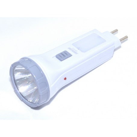 Lanterna reincarcabila 220V cu LED frontal 1W si 12 LED-uri laterale, autonomie 12h, mufa integrata tip tata