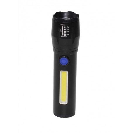 Lanterna LED 3W cu zoom reglabil si iluminat COB lateral, vedere frontala