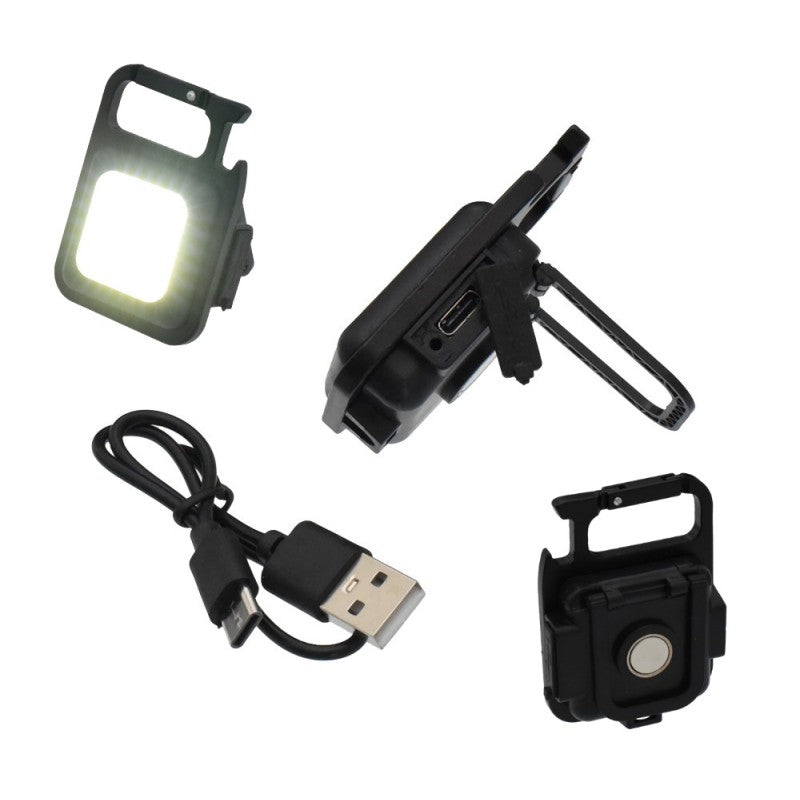 Lanterna breloc COB reincarcabila cu cablu USB-C inclus, port lateral si magnet pe spate