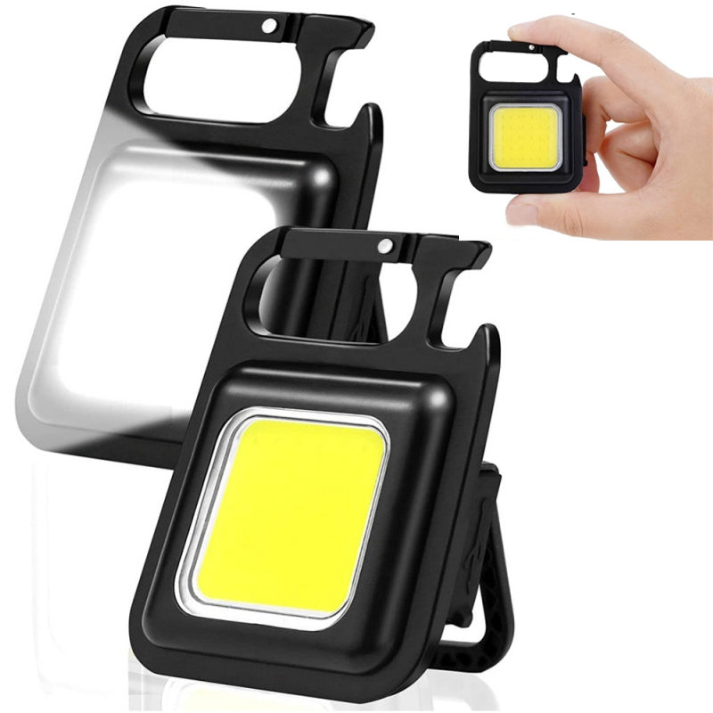 Mini-lanterna LED COB 6W tip breloc cu carabina, 500 lumeni, reincarcabila USB-C, carcasa aluminiu