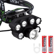 Lanterna frontala LED 35W, 7 LED-uri CREE T6, IP65, cu 2 acumulatori 18650 si cablu USB inclus