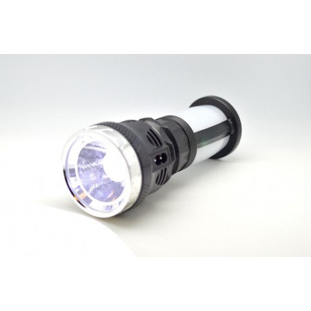 Lanterna felinar solar in pozitie inclinata, cu fascicul frontal LED aprins, mod torta
