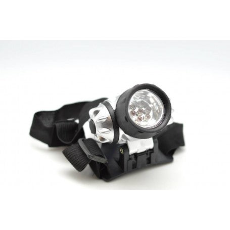 Lanterna frontala cu 7 LED-uri, alimentata cu 3 baterii AAA, banda elastica reglabila, lumina alba-rece