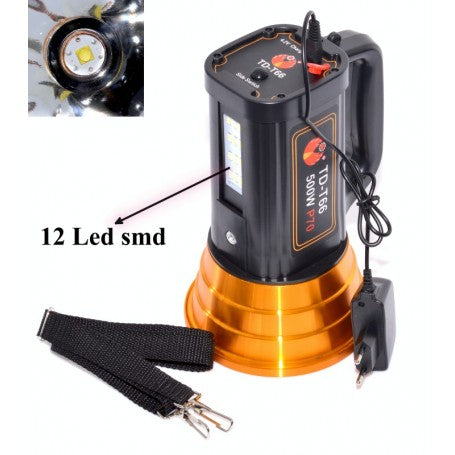 Lanterna portabila 500W cu 12 LED-uri SMD laterale, curea de umar si incarcator incluse