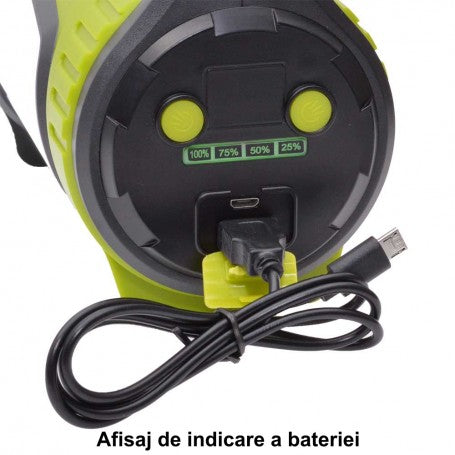 Lanterna portabila cu indicator nivel baterie 4 trepte si port micro-USB de incarcare