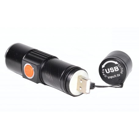Lanterna LED cu capac posterior detasat si mufa USB integrata pentru incarcare directa la 5V