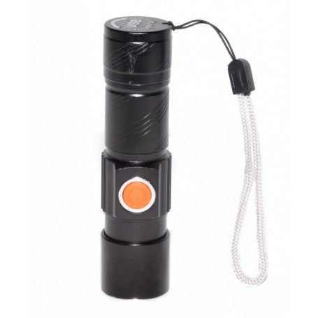 Lanterna LED compacta cu snur de prindere si buton portocaliu lateral, format ultra-compact 95 mm