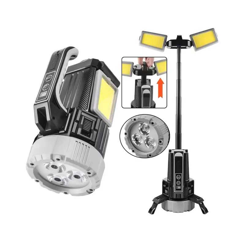 Lanterna LED 3 in 1 cu stativ telescopic, detaliu far XHP70 si panouri COB orientabile
