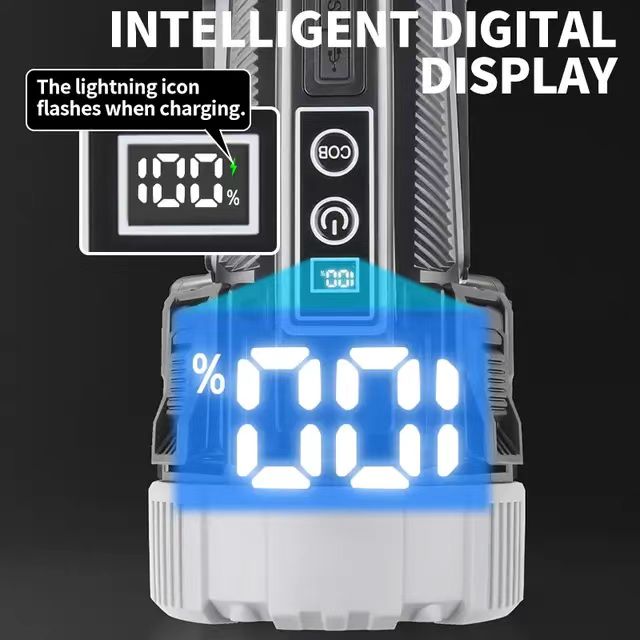 Lanterna LED portabila cu display digital indicator nivel baterie 9000mAh