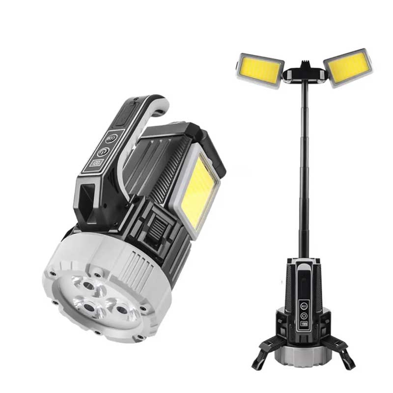 Lanterna LED 3 in 1 portabila cu stativ telescopic 65cm, COB si far XHP70, IPX4, baterie 9000mAh