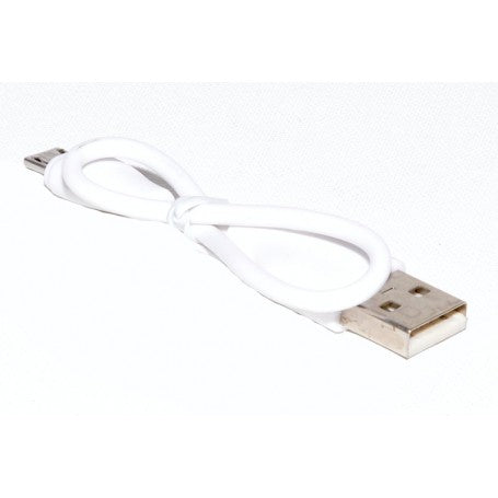 Cablu micro-USB alb inclus in pachet pentru reincarcarea acumulatorului integrat al lanterni