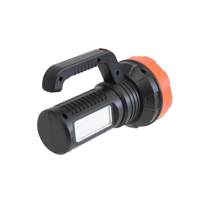 Lanterna LED portabila cu panou COB lateral si maner robust, vedere din spate-lateral