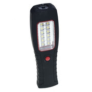 Lanterna de lucru cu 12 LED-uri SMD si magnet incorporat, alimentata cu baterii AAA, corp negru cu grip cauciucat