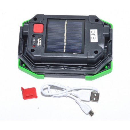 Lampa de lucru COB cu panou solar pe spate, cablu USB micro inclus si port de incarcare