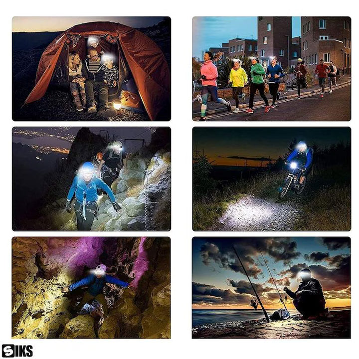 Lanterna frontala LED COB utilizata la camping, alergat nocturn, catarat, ciclism si pescuit