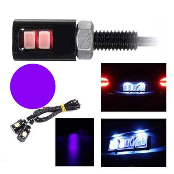 Set 2 LED auto SMD 5730 mov 12mm 12V pentru numar de inmatriculare, montaj prin gaura 6mm