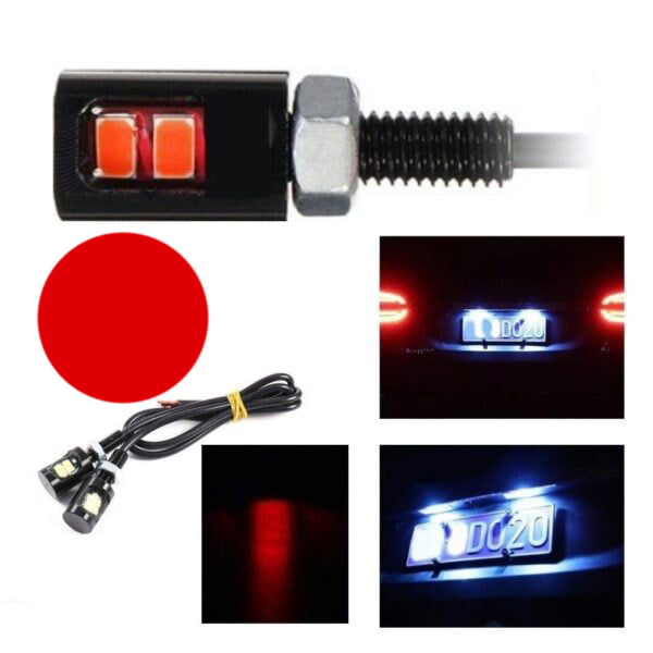 Set 2 LED-uri auto SMD 5730, 12V, diametru 12mm, lumina rosie, pentru iluminat numar inmatriculare