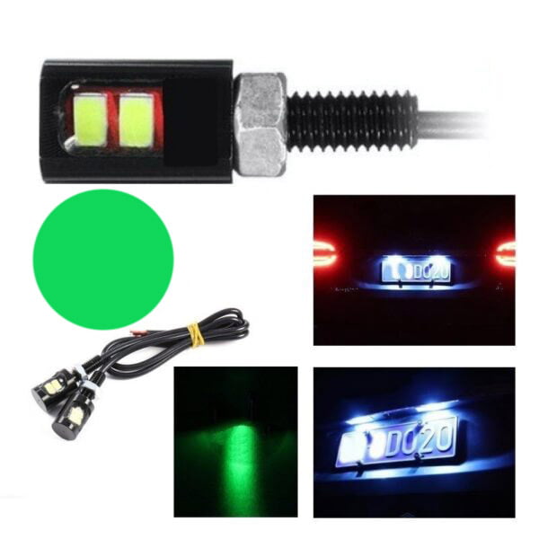 LED auto SMD 5730 verde 12V, diametru 12mm, pentru iluminat numar inmatriculare, set 2 bucati