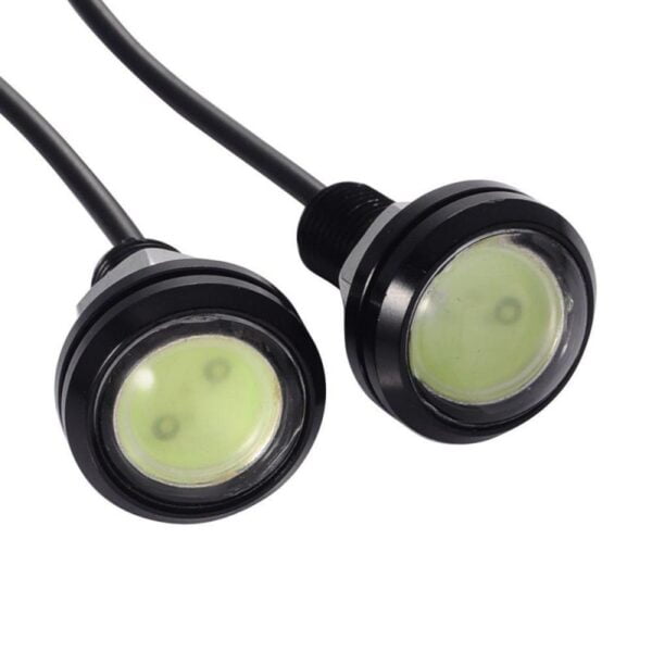 LED auto 18mm cu lentila convexa, carcasa aluminiu neagra, detaliu fata