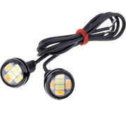 Mini proiector LED auto dual alb-galben 23mm, cip 5730, 12V, set 2 bucati cu cablu
