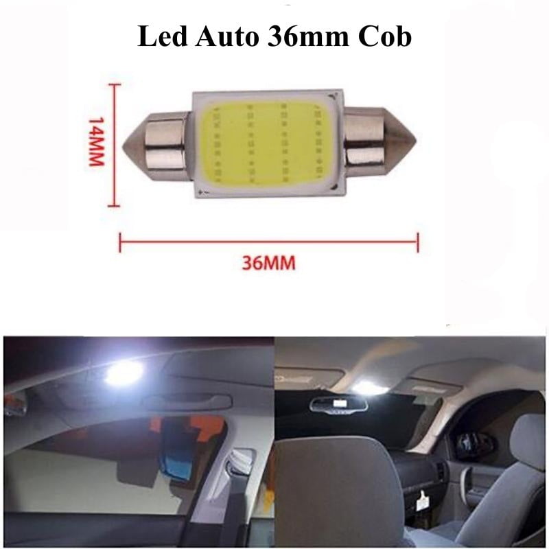 Bec LED feston COB 36x14mm montat in plafoniera auto, lumina alba intensa in habitaclu