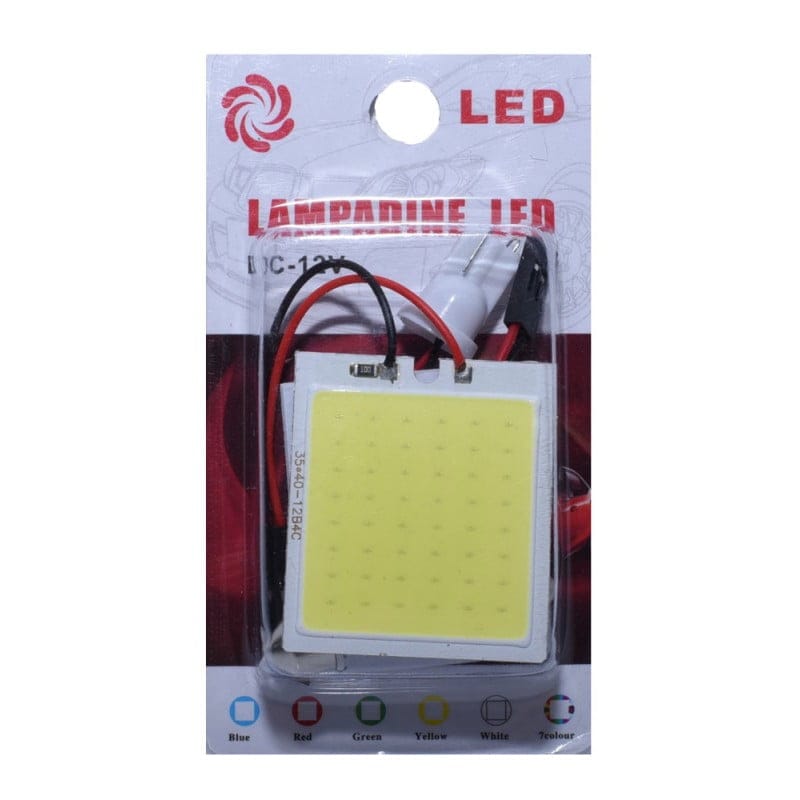 Panou LED COB auto 48 segmente in ambalaj blister, vedere frontala, 12V alb-rece
