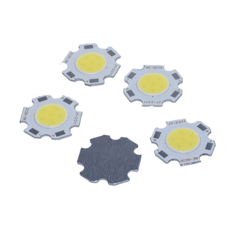 Chipuri LED COB pe suport de aluminiu, set multiplu cu polaritatile marcate vizibil