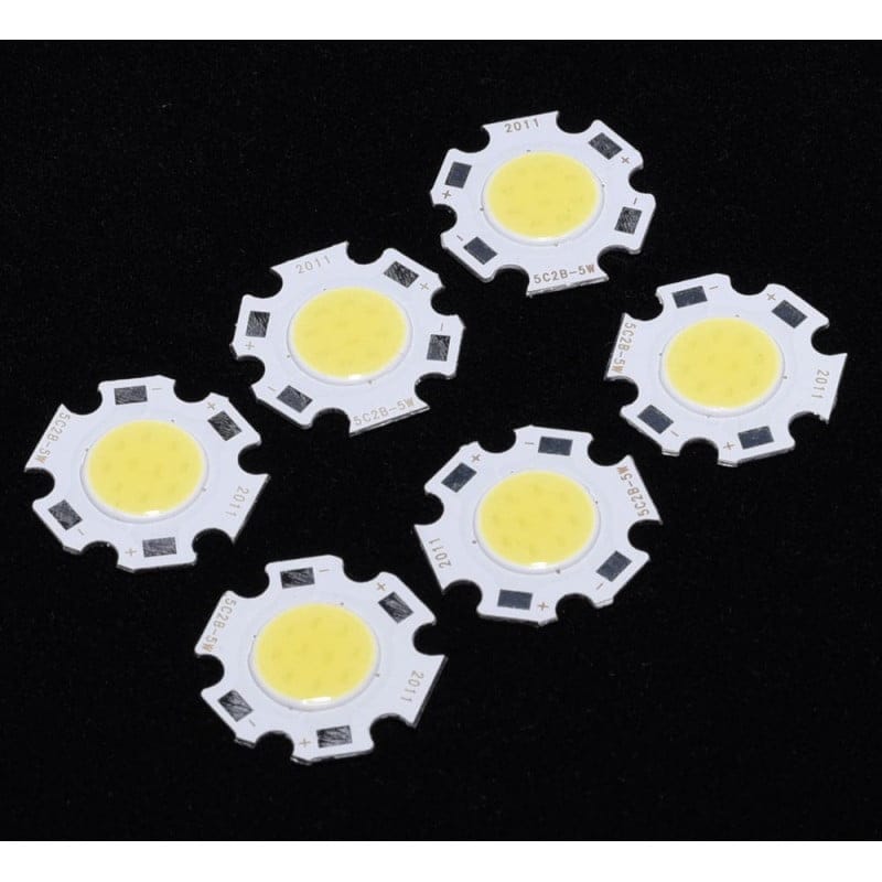Set chipuri LED COB 5W pe fond negru, suport circular din aliaj de aluminiu