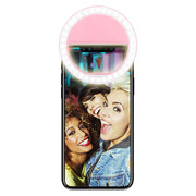 Lampa selfie ring light LED roz, 36 LED-uri, 3 niveluri intensitate, clip pentru smartphone