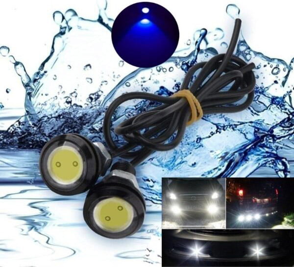 LED auto 9W 12V waterproof 23mm lumina albastra, set 2 bucati pentru tuning exterior
